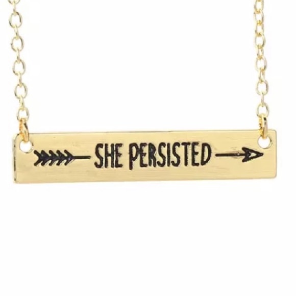 SHE PERSISTED Gold Bar Necklace - Picture 3 of 3
